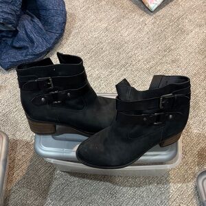 Franco Sarto Black Ankle Boots with Strap Detail